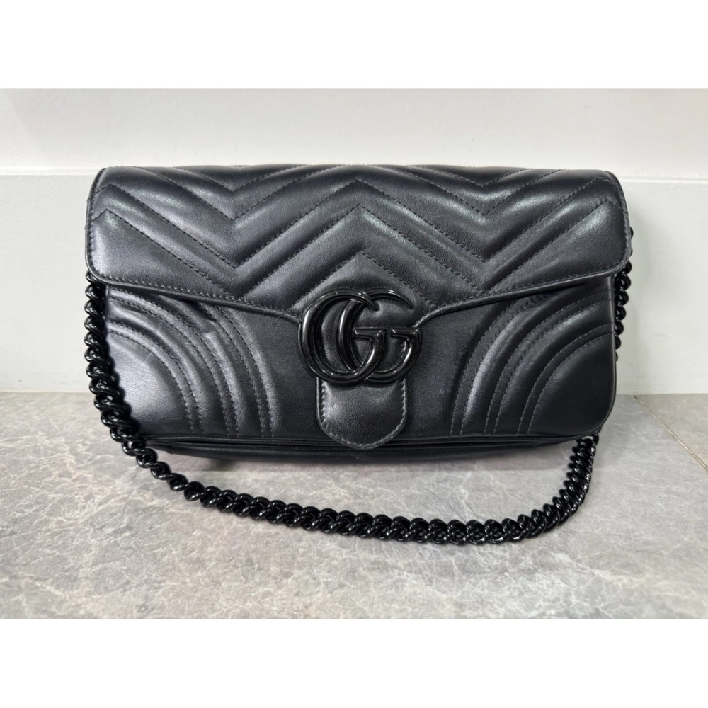 Gucci Black Quilted Clutch with Chain